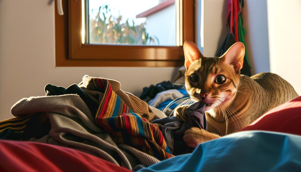 cat dragging clothes behavior
