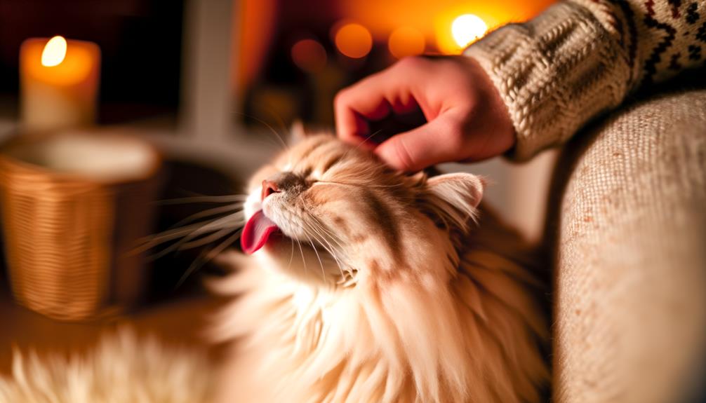 cat licking during scratching