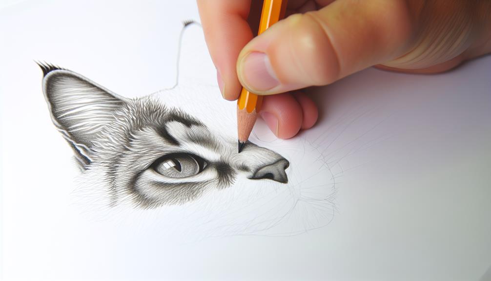 sketch feline facial features